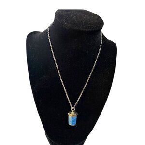 Antique Guilloché Enamel Vinaigrette Pendant Necklace c.1900 Scent Container